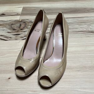 STUART WEITZMAN Patent Leather Cutout Accent Pumps